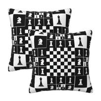 Chess Pieces On Board Chessboard 2 Pcs Square Pillowcase Pillow Cover Cushion Zip Decorative Comfort Throw Pillow For Home Car Peach skin 18*18(CM)-2Pcs