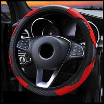Car accessories Carbon Fiber PU Leather Steering Wheel Cover for Hyundai I10 Peugeot 2008 Dacia Sandero Stepway raudona