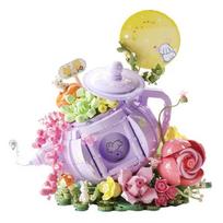 ToylinX Flower Teapot Model Building Blocks – Girls' DIY Handmade STEM Toy Set, Festival Gift & ABS Toy