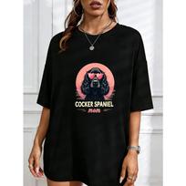 Cockerspaniel Mom T Shirt White Cocker Spaniel Dog With Heart Sunglasses And Text Cockerspaniel Mom For Dog Lovers Casual Wear S juoda