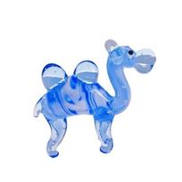 Mini Glass Camels Figurines Collectible Art Glass Animal Miniature Figurines Showpiece Ornament for Home Decors Gift mėlyna