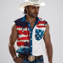 Men Sleeveless Button Down Shirt Lightweight Summer Vest Casual Fashion Pocket Front Collar Shirt for Outdoor Activities M