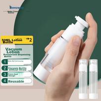 Banzheni Vacuum Travel Dispenser Bottles for Cosmetics, Face Cream, Shower Gel, Shampoo And Lotion, Pump-Style, 50ml, Set of 2