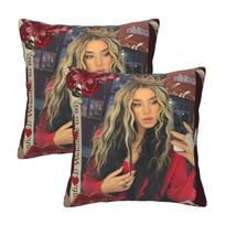 Spanish Lola Indigo 2 Pcs Square Pillowcase Pillow Cover Cushion Zip Decorative Comfort Throw Pillow For Home Living Room Peach skin 18*18(CM)-2Pcs
