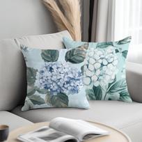 2 Pack Light Blue Hydrangea Pillow Covers Double Sided Print Watercolor Floral Cushion Cases Home Decor For Sofa Bedroom Peach skin 18*18(CM)-2Pcs