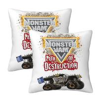 Classic Monster Jam Truck Pattern 2 Pcs Square Pillowcase Pillow Cover Cushion Zip Decorative Comfort Throw Pillow For Home Car Peach skin 18*18(CM)-2Pcs gray