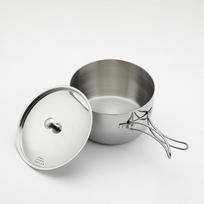 Campingmoon Best Quality Camping Kitchenware Cooking Pot Aluminum Alloy Stainless Steel Non Stick Cookware Sets with Handle 2L&18cm sidabras