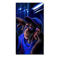 DJ Muzika Beždžionė Plakatas Namų Tapyba Mėlynas Fonas Drobės Paveikslai Modernus Gyvūno Paveikslas Menas Sienų Menas Be Rėmo 20x40cm no frame