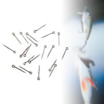 20Pcs Barbed Fishing Hooks, Straight Bait Spikes Rings Connector Holder