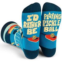 Aukštos auliuko žakardinės medvilninės sportinės kojinės golfui, piklbolui ir ugniagesybei - Madingas ir patogus dizainas Pickleball, One Size blue
