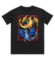 Charizard Evolution Printed Pure Cotton T-shirt Men and Women Spring/Summer New Collection Fashion Short Sleeved Shirt S
