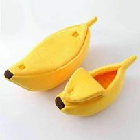 Bananinis kačių lovas namas Juokingas, mielas, jaukus kačių kilimėlio lovos, šiltos, patvarios, nešiojamos naminių gyvūnėlių krepšelis. S 40x15x10cm orange