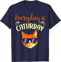 Everyday Is Caturday Saturday Orange Cat Men Women T-Shirt Anime Clothes Men Clothing Casual Cotton Daily Four Seasons S smėlis