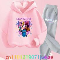 Kids Hoody Suit KPop Demon Hunters Printed Children's Clothing Y2K Hoodies+Pants Sports Sets 120