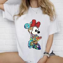 2025 Summer Disney Journey Mickey Mouse Printed for Mom Dad Children 100% Pure Cotton Printed T-shirt Family Matching Casual Top S