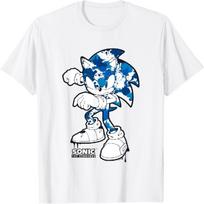 Sonic The Hedgehog Dripping Paint Urban Style Portrait T-Shirt S balta
