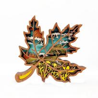 Wooden Handicrafts, Wooden Carvings, Maple Leaf Lighting Decorations, Thanksgiving Home Desktop Decorations, Cute Animal Desktop Decorations One Size