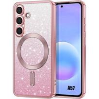 Case for Samsung Galaxy A57 5G, Silicone Glitter Protection with Magnetic Circle - Pink rožinė