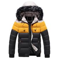 Vyriški Aukštos kokybės žieminė stora šilta parkerinė striukė Vyriška kailinė apykaklė Thermal Parkas Klasikiniai paltai Laisvalaikis medvilninis paltas vyrams 2XL juoda