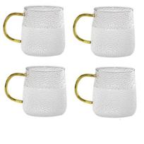 4PC/lot Creative Glass Coffee Milk Mug  with Handle Transparent Glass Good Morning Breakfast Cup Cocktail Mugs Coffee Cup 400ml