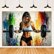 Weightlifting Fitness Background Dumbbells Workout Bodybuilder Gym Backdrop Supplies Graffiti Fitness Party Decor Photo Studio 120X90CM