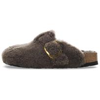 Birkenstock Boston Big Buckle Series Anti-Wear Half-Covered Half-Slip Plush Clogs Women clogs Brown 1028584 39