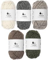 Knitworm 6 balls of raw wool 30g all colors Tweed, yarn, (50m), included.