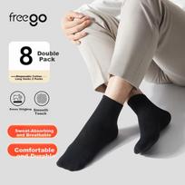 Freego Disposable Cotton Long Socks Unisex Travel Business Trip Daily Sweat-Absorbing Breathable Durable No-Wash Black 8 Pairs
