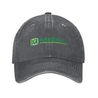Merlo logotipas Džinsinio audinio kepuraitė Laisvalaikio beisbolo kepuraitės Reguliuojamas galvos apdangalas Vasaros Unisex beisbolo kepuraitės One Size