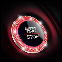 AUKEPO Car Shiny Crystal Rhinestone Engine Start Ring Decal,2 Pack Car Button Start Button Cover/Sticker,Key Ignition Knob Shiny Ring,Shiny Car raudona