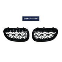 Poros automobilių lenktynių grotelės deimantinės inkstų grotelės, skirtos BMW E60 E61 550i 535i M5 2004-2009 priekinių buferių grotelių meteorologinėms grotelėms Black and Silver