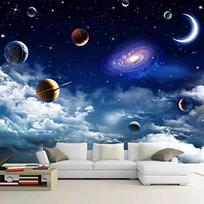 Planetų Sienos Lipdukas Didelė Saulės Sistema Galaktikos Tapetai Svetainei Miegamajam Galaktikos Kosmoso Sienos Lipdukas 200 cm(W) x 140 cm(H) blue