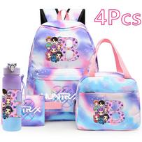 4Pcs/set K-Pop Printed Backpack Handbag Pencil Case 750Ml Water Bottler for Teenager Boy Girl Schoolbag Large Capacity waterproof Bookbag Kid Gift