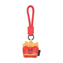 Sweet Couple Keychain French Fries Milk Teas Design PU Leather Bag Charm Fashion Accessory With Portable Metal Hook