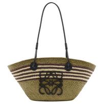 Loewe Anagram Basket Logo Contrast Design Palm Leaf Shoulder Bag Small Women shoulder bag Dark-Khaki A223P65X46-1018 Basic Set (Bag+Dust Bag)