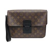 [Pre-Owned] Monogram Macassar S Lock 4A Coated Canvas Leather Handbag Clutch - Excellent #13O2TGH ONE SIZE