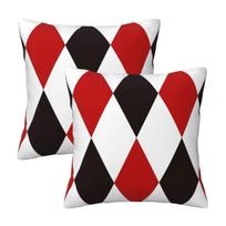 Harlequin Plaid Playing Cards Diamond 2 Pcs Square Pillowcase Pillow Cover Cushion Throw Pillow For Home Car Peach skin 18*18(CM)-2Pcs