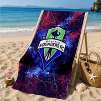 Sea-ttle Fc Logo Printed Microfiber Beach Towel, Soft And Absorbent, Quick-Dry, Ideal for Summer Travel, Beach Essential, Swimming Pool 70cmx140cm(27x55inch)