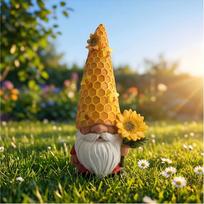 Outdoor Solar Sunflower Garden Statue Dwarf Resin Decoration with Integrated Bee Lamp Hot Product for Garden Ornaments (as the picture,5-499Mah&1)