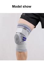 Adjustable Knee Brace with Silicone Pad Spring Stabilizers Breathable Compression Knee Support for Sports Running Basketball Gym S tamsiai pilka spalva