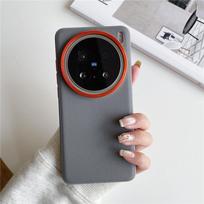 Plain Leather Shockproof Case For VIVO X300 Ultra X200 X300 Pro X300s X200s Orange Camera Lens Ring Metal Buttons Slim Cover X200 pilka