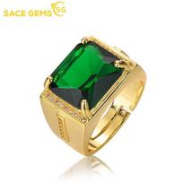 SACE GEMS Klasikinis vario lydinio cirkonis Vyriški žiedai Papuošalai Vestuvių pažadas vakarėlio dovana open žalia
