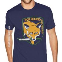 Printing Metal Gear Solid Fox Hound Tees For Men Popular England Style Tshirts Men Full Cotton Gothic Style Tees Shirt XXXXL tamsiai mėlyna