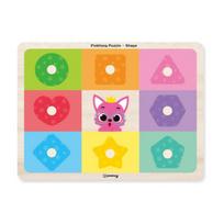 KC sertifikuotas - Pinkfong medinis dėlionės su kaiščiais – Forma (8 gabaliukai)