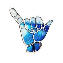 Hang Loose Hand Sign Wooden Sculpture Coastal Beach Surf Hand Gesture Figurine for Home Office Hotel Living Room Kitchen Bedroom Decor mėlyna