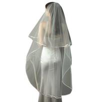 Double Layers Bridal Veil with Anti-slip Comb Satin Edge Elegant Wedding Bachelorette Party Long Tulle Veil Hair Accessories balta