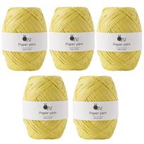 Raw Wool Paper Extra 30g Made in Set of 5 Yellow Yarn, Thick, (approx. 77m), 100% Paper, Japan, Balls, 5.
