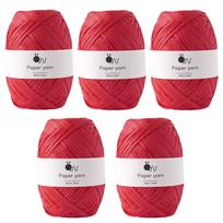 Raw Wool Paper Extra 30g Made in Set of 5 Red Yarn, Thick, (approx. 77m), 100% Paper, Japan, Balls, 7.