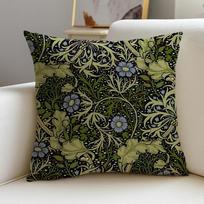 1P-Patterns By William Morris Cushion Cover Natural Linen Pillowcase Set, All-In-One Decor For Sofa, Bedroom & Chair Peach skin 18*18(CM)-1Pcs