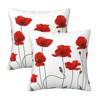 Poppy Stems 2 Pcs Square Pillowcase Pillow Cover Cushion Decor Comfort Throw Pillow For Home Car Peach skin 18*18(CM)-2Pcs